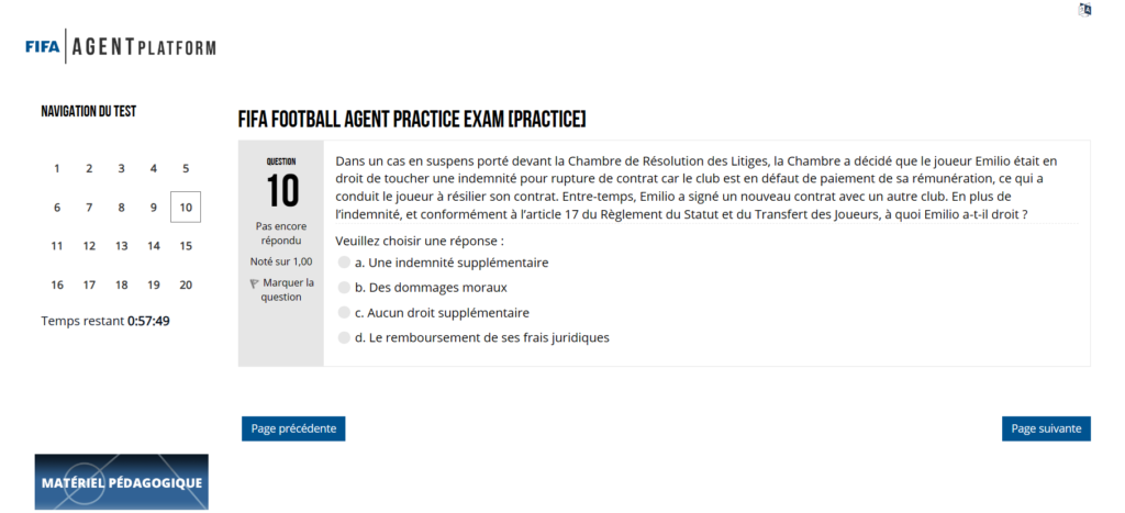 Question 10 Examen Blanc - FIFA
