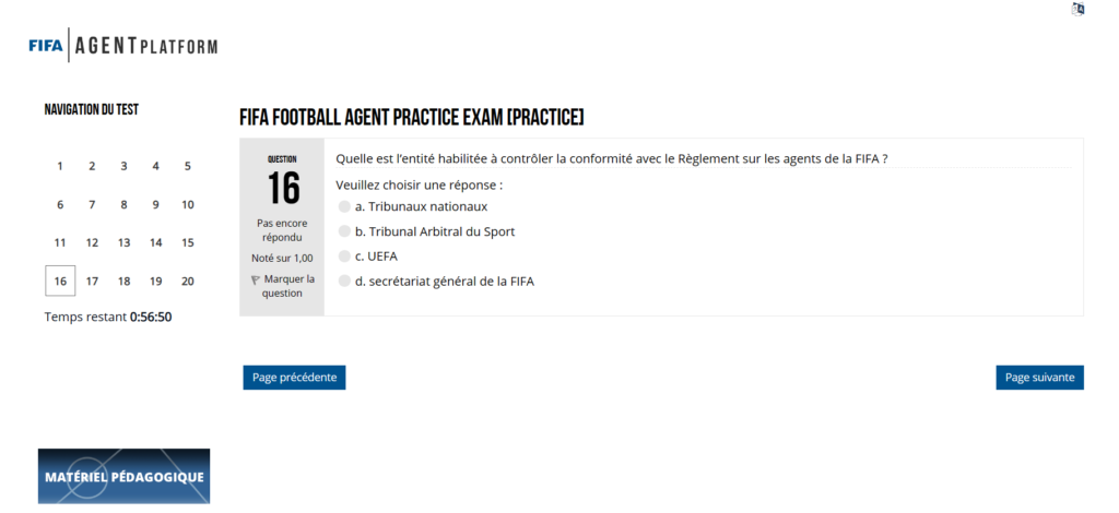Question 16 Examen Blanc - FIFA