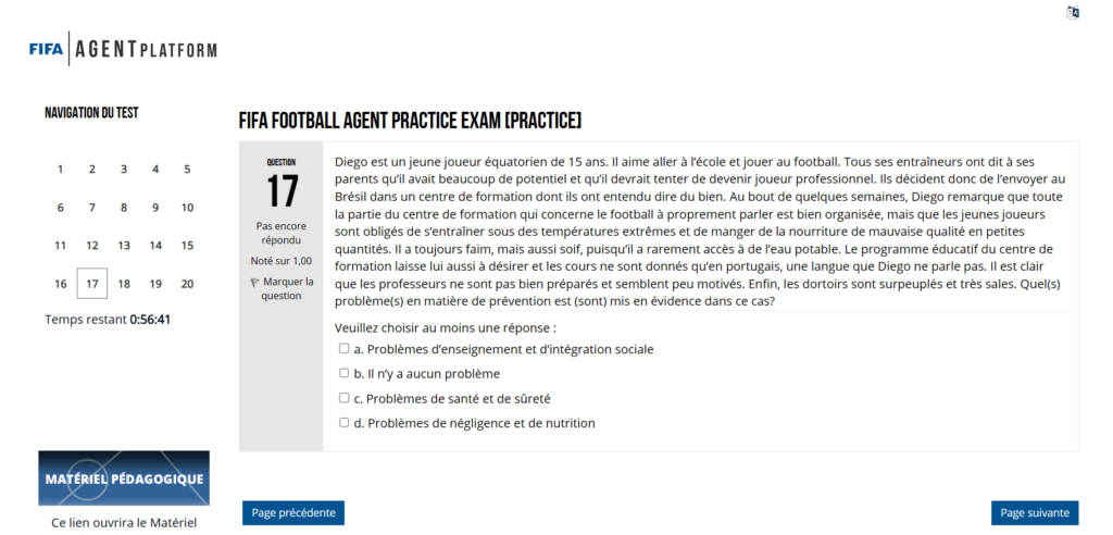 Question 17 Examen Blanc - FIFA