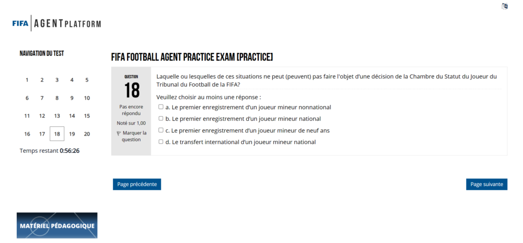Question 18 Examen Blanc - FIFA