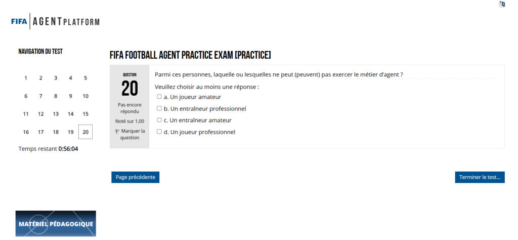 Question 20 Examen Blanc - FIFA