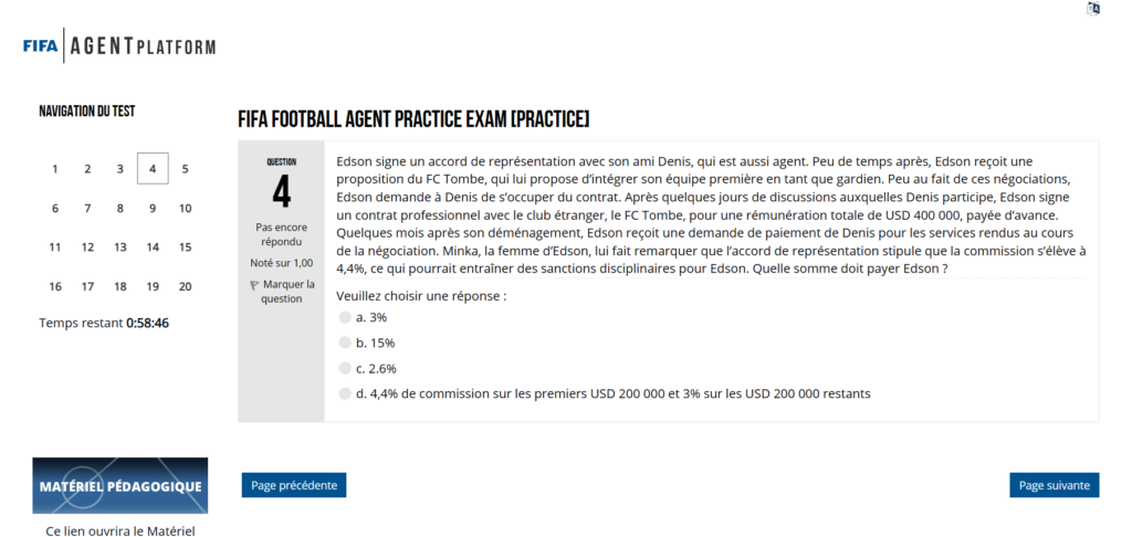 Question 4 Examen Blanc - FIFA