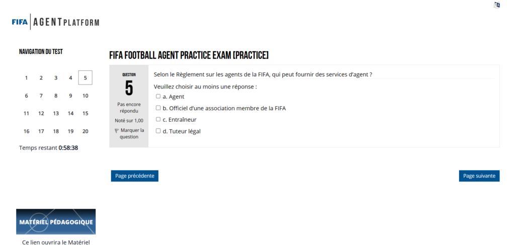 Question 5 Examen Blanc - FIFA