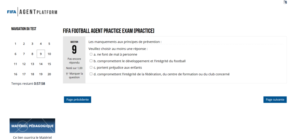 Question 9 Examen Blanc - FIFA